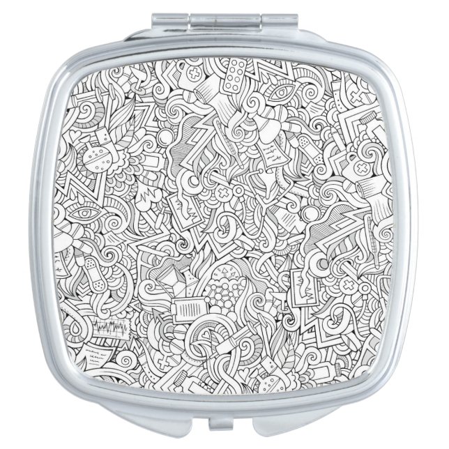 Medical B&W Pattern Compact Mirror (Front)