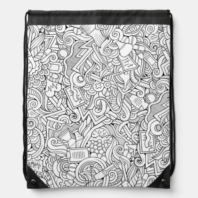 Medical B&W Pattern Drawstring Bag (Front)