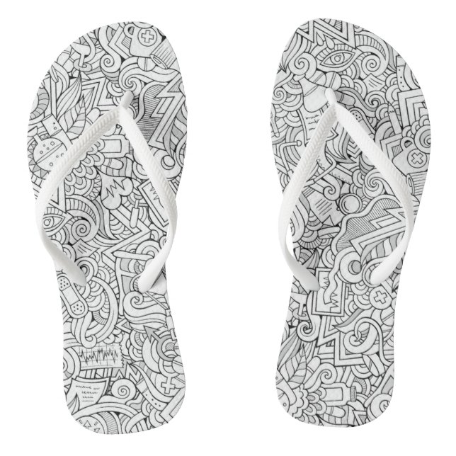 Medical B&W Pattern Flip Flops (Footbed)