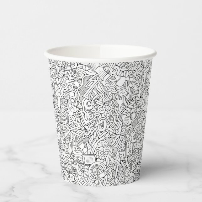 Medical B&W Pattern Paper Cups (Left)