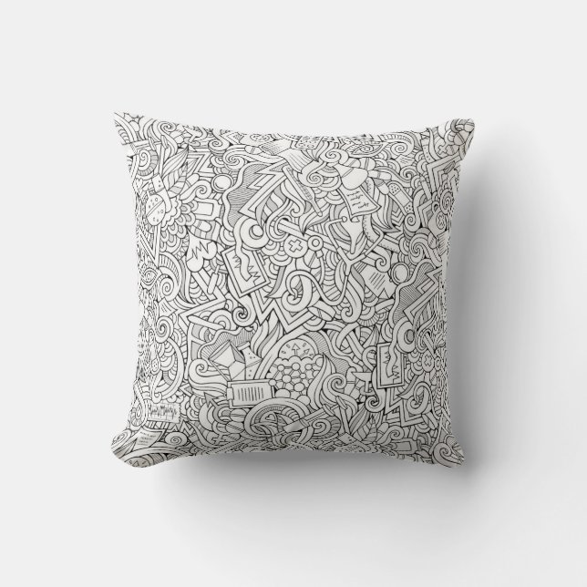 Medical B&W Pattern Throw Pillow (Front)