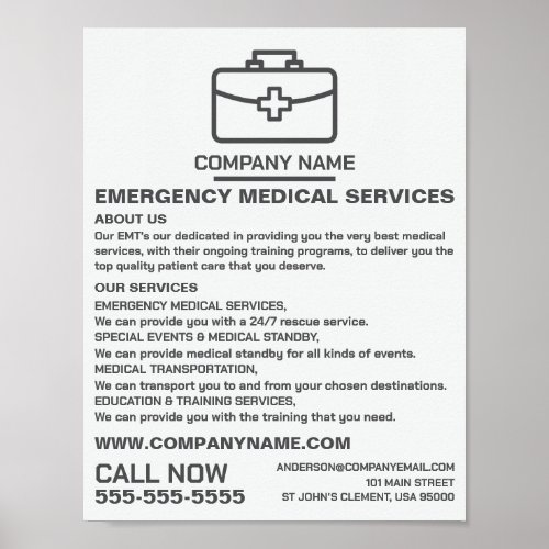 Medical Bag Design EMT Paramedic Advertising Poster