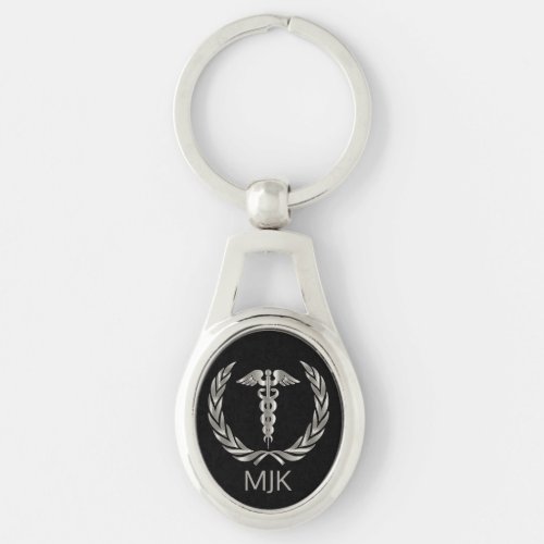 Medical _ Black and Silver  Keychain
