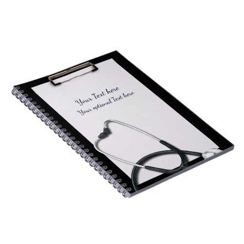Medical Black Clipboard with Stethoscope Notebook