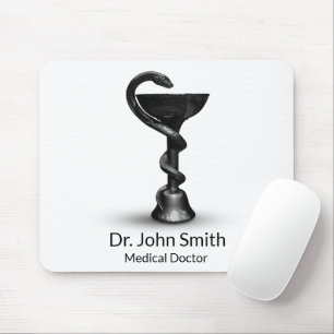 Medical Black Snake Bowl Hygieia White Caduceus Mouse Pad