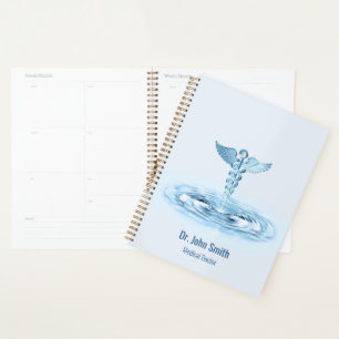 Medical Blue Caduceus Water Ripples Hermes Rod Planner