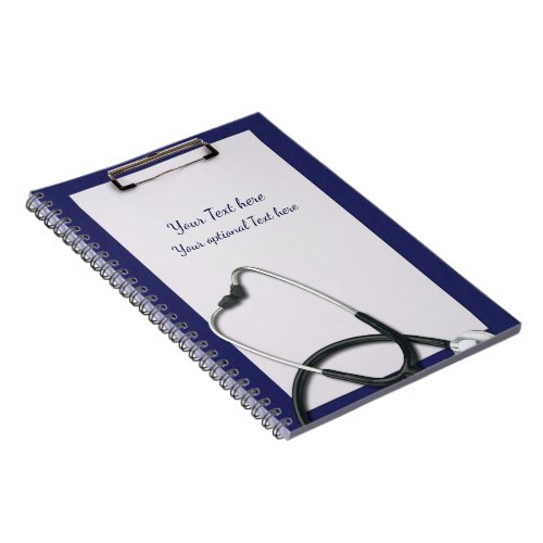 Medical Blue Clipboard with Stethoscope Notebook