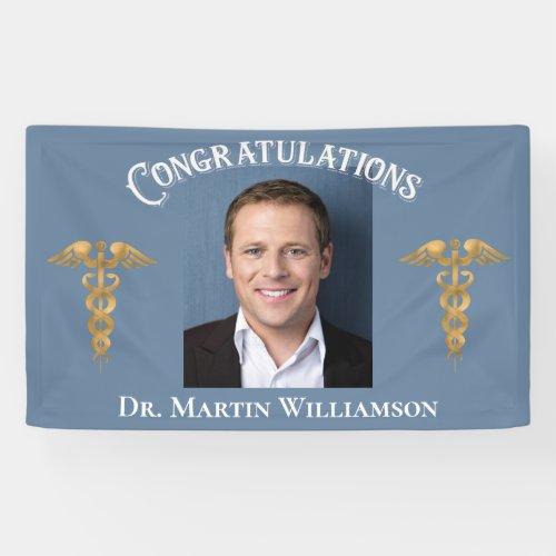 Medical Blue Doctor Nurse Dentist Photo Graduation Banner