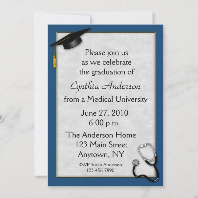 Medical Blue Graduation Invitation (Front)