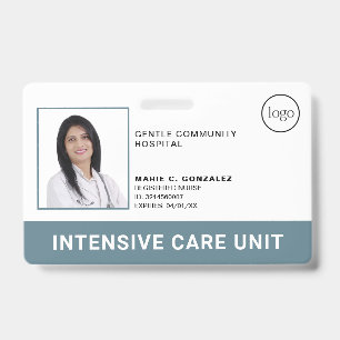 Medical Blue Gray Hospital Logo Photo ID Badge