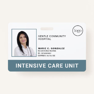 Medical Blue Gray Hospital Logo Photo ID Badge