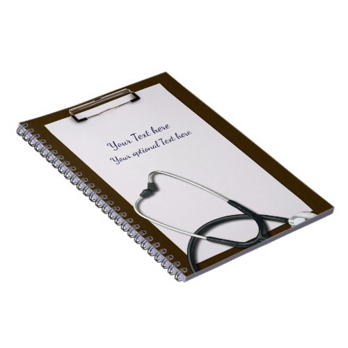 Medical Brown Clipboard with Stethoscope Notebook