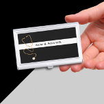 Medical Business Card Holder<br><div class="desc">Medical stethoscope theme business card holder with a graphic image of a golden stethoscope with your name and profession highlightex for a best first impression. Designed to hold your business cards and protect them in a professional way for a doctor, nurse, medical or healthcare professional.</div>