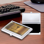 Medical Business Card Holder<br><div class="desc">Medical theme business card holder with cool simulated gold looking background image and medical symbol printed on the front and your name and profession boldly displayed for a best first impression. Designed told hold your business cards and protect them in style for doctor, nurse medical or healthcare professional.</div>