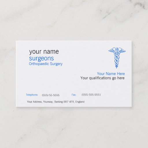 Customizable Medical Business Card - Simple Two Sided