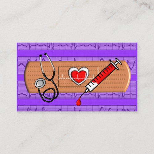 Medical Business Cards Big Bandaid Purple