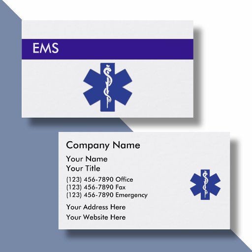 Customizable Medical Business Cards EMS