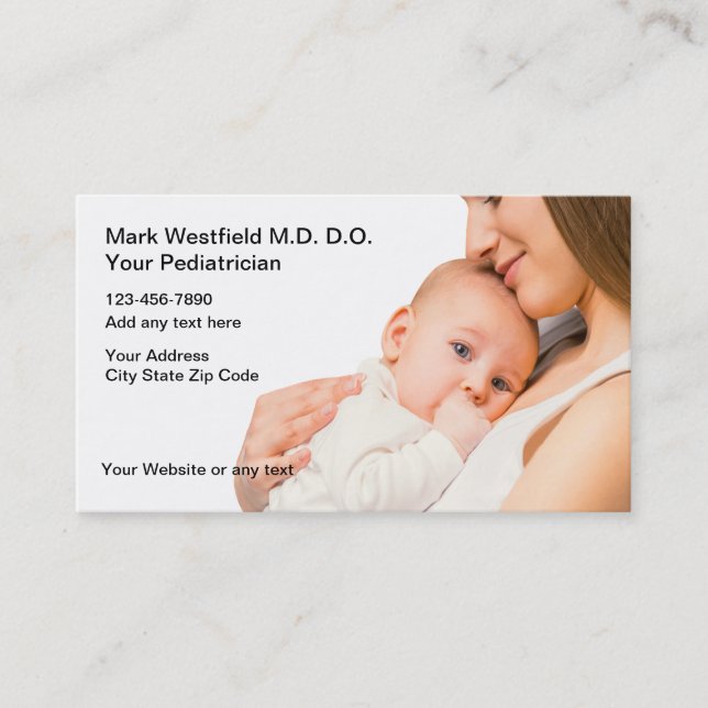 Medical Business Cards For A Pediatrician (Front)