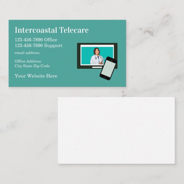 Medical Business Cards Telehealth Theme (Front/Back)