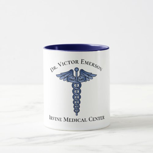 Medical Caduceus Blue Symbol Personalized Mug