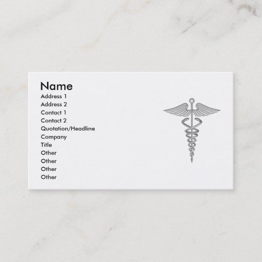 Customizable Medical Caduceus Business Card