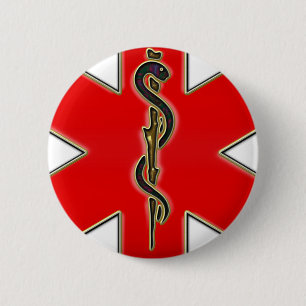 Medical Caduceus Button