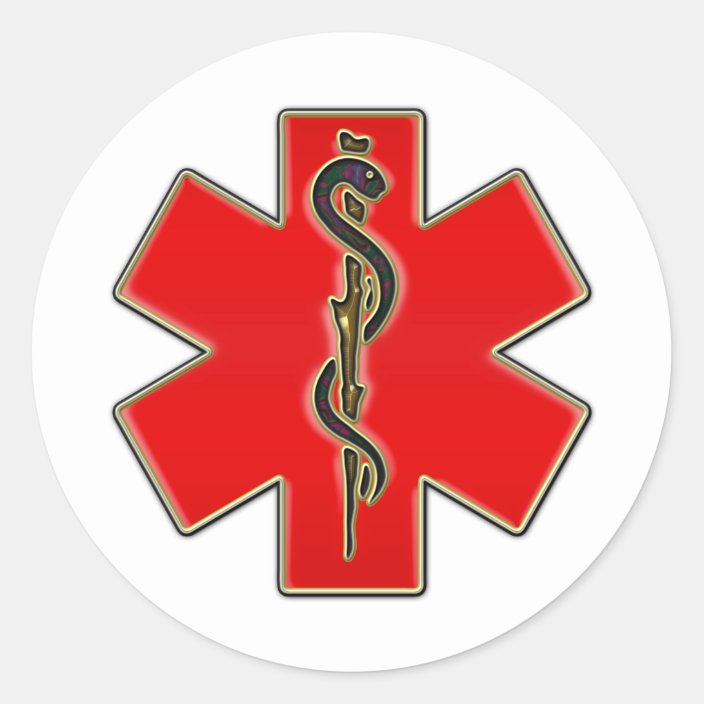 Medical Caduceus Classic Round Sticker