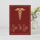 Medical Caduceus Doctor Nurse Red Save The Date (Standing Front)