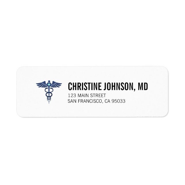 Medical Caduceus | Doctor Nurse Return Address Label (Front)