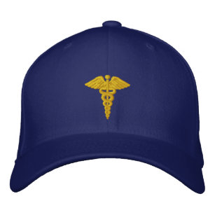 Medical Caduceus Gold Embroidered Baseball Hat