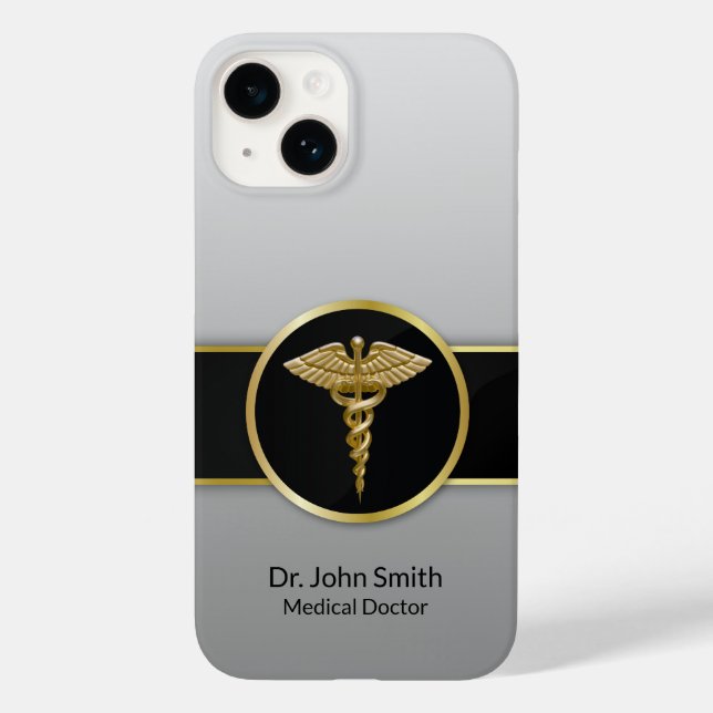 Medical Caduceus Gold Professional Case-Mate iPhone Case (Back)