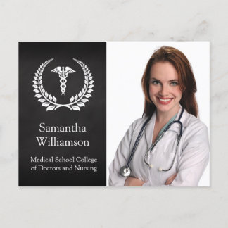 Medical Caduceus Laurel Announcement Postcard