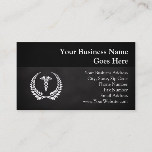 Customizable Medical Caduceus Laurel Business Cards