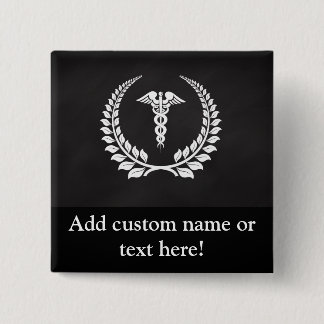 Medical Caduceus Laurel Button