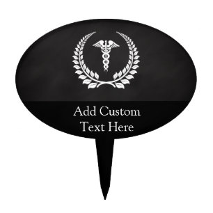 Medical Caduceus Laurel Cake Topper