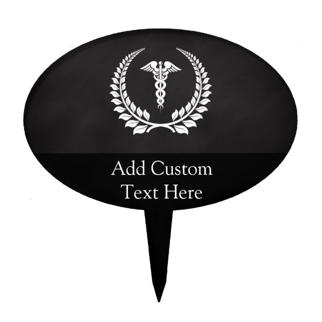 Medical Caduceus Laurel Cake Topper (Front)