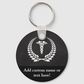 Medical Caduceus Laurel Keychain