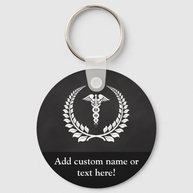 Medical Caduceus Laurel Keychain (Front)