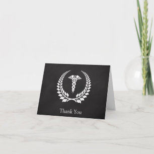 Medical Caduceus Laurel Letterpress Thank You Card