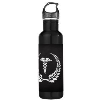 Medical Caduceus Laurel Water Bottle by CustomInvites at Zazzle