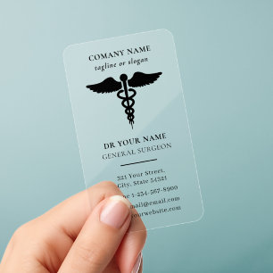 Medical Caduceus Logo Health Care Clear Business Cards