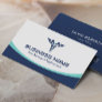 Medical Caduceus Logo Health Care Navy Blue Business Card