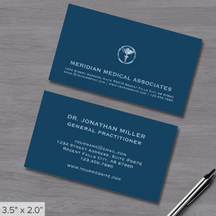Medical Caduceus Logo Professional Blue Business Card