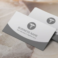 Medical Caduceus Logo Professional Gray Business Card