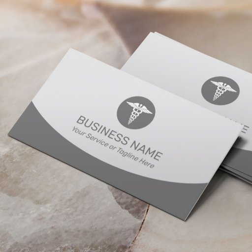 Customizable Medical Caduceus Logo Professional Gray Business Card