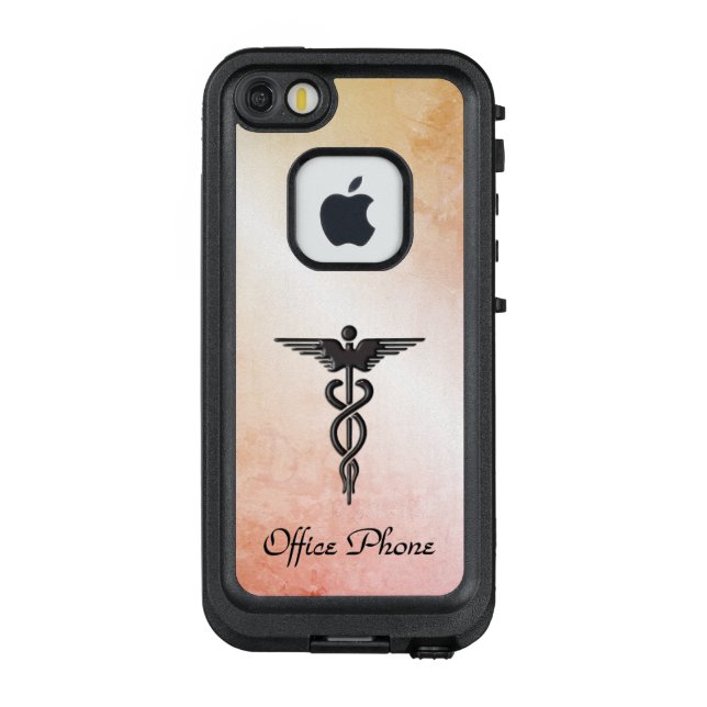Medical Caduceus Look of Rustic Marble LifeProof iPhone Case (Back)
