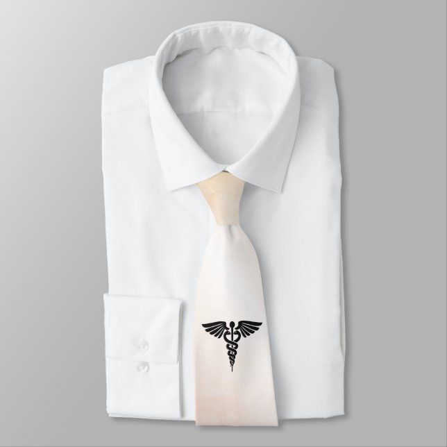 Medical Caduceus Look of Rustic Marble Neck Tie (Tied)