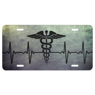 Medical Caduceus Medicine Heartbeat License Plate