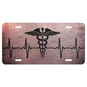 Medical Caduceus Medicine Heartbeat License Plate