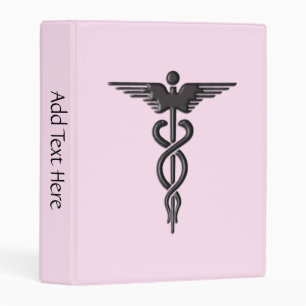 Medical Caduceus on Pink Mini Binder
